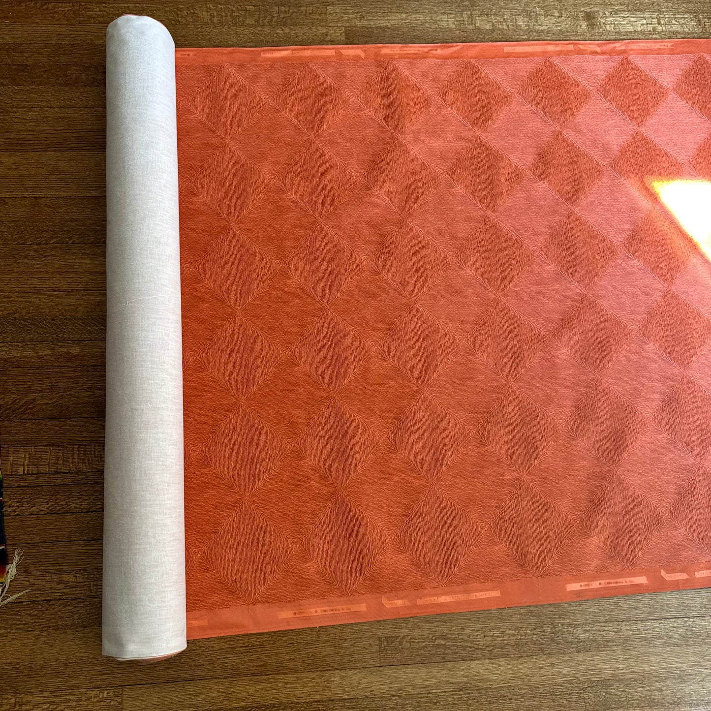 Vintage 1959 Vicrtex Deep Salmon Wallpaper Full Roll of "Lanai"