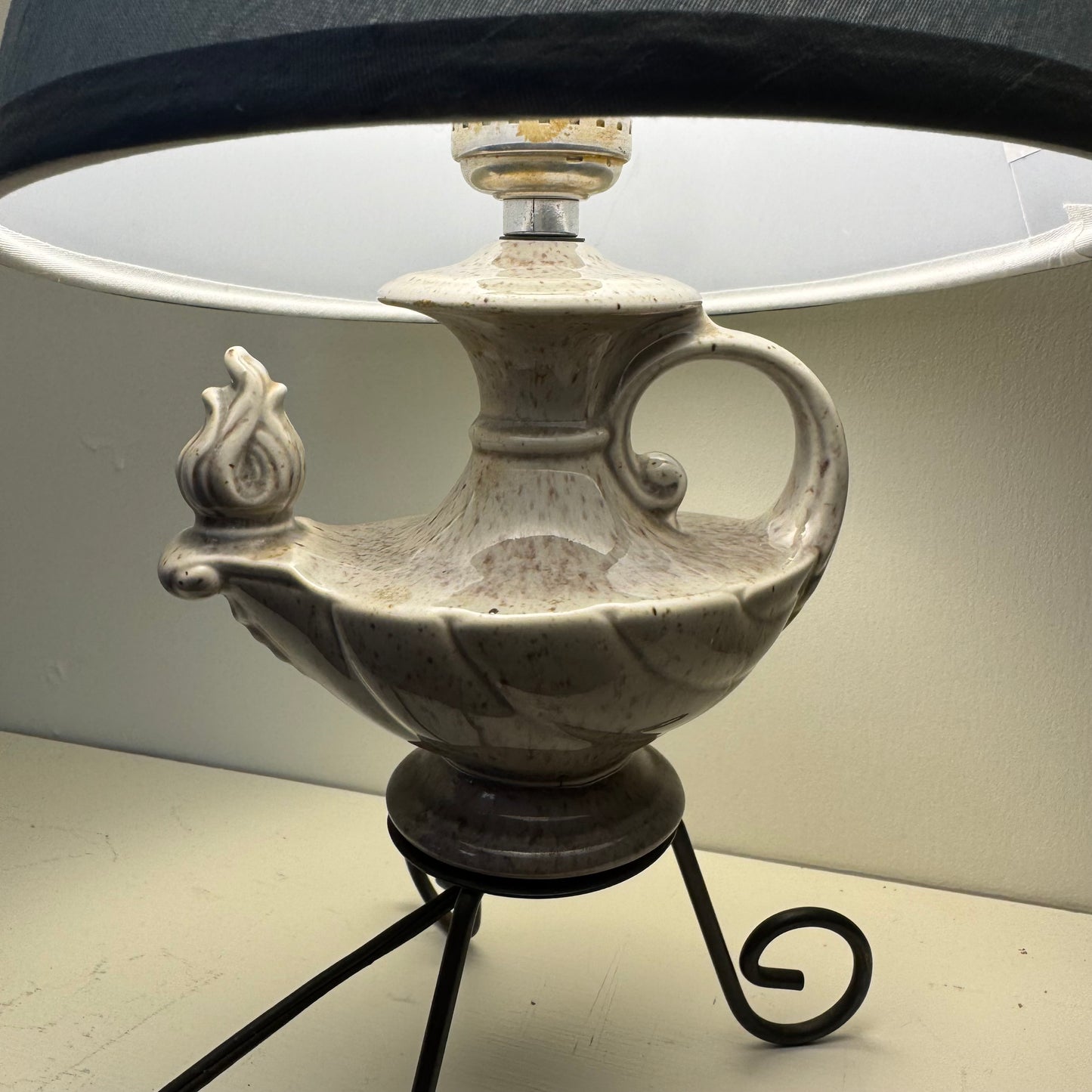 Ceramic Genie Lamp with Blue Shade