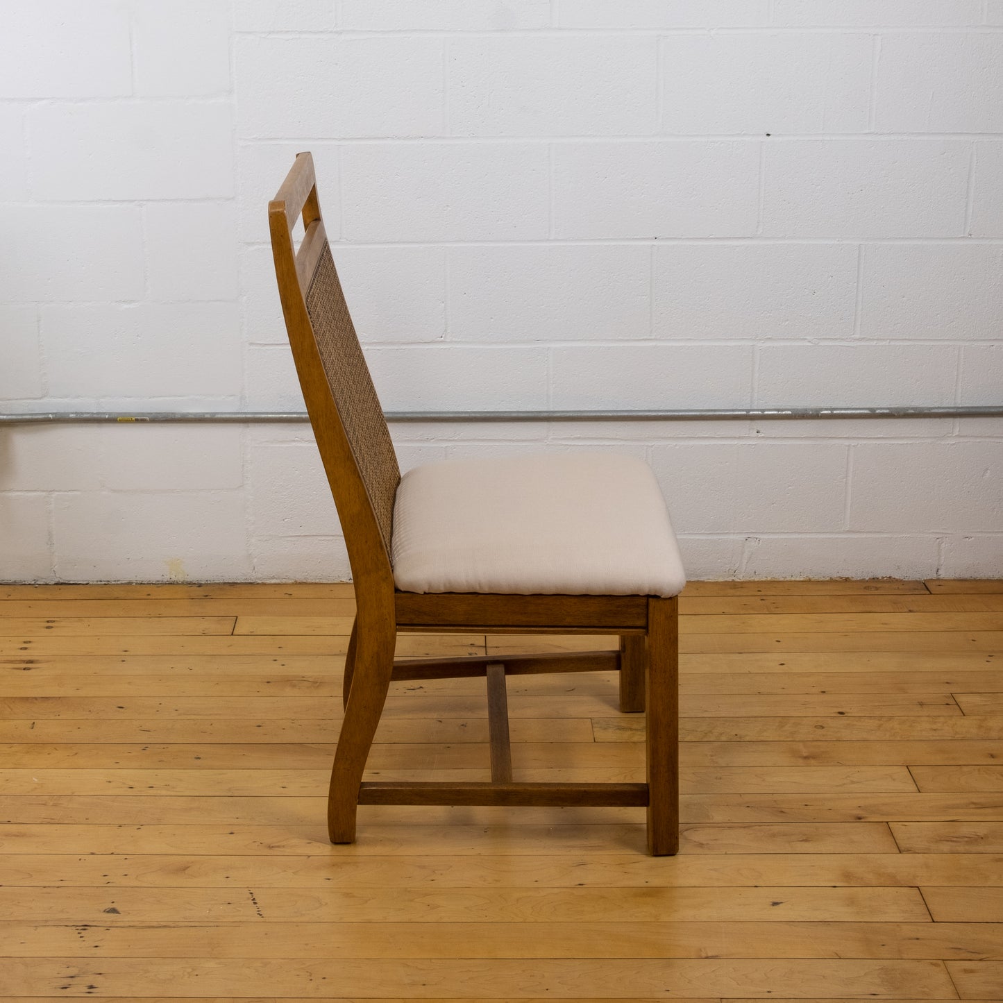 Vintage Cane and Oak Dining Chair Set with Blush Seat