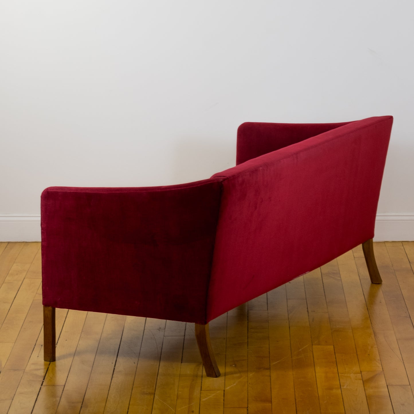 Kaare Klint Style Danish Red Velvet Sofa