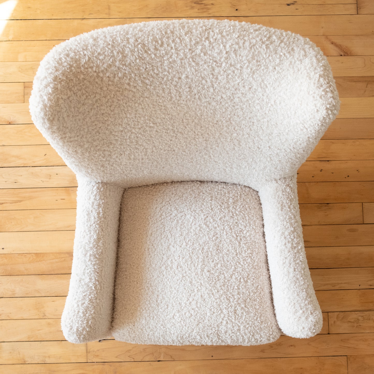 Vintage White Boucle Italian Wingback Armchair Pair (c.1940s)