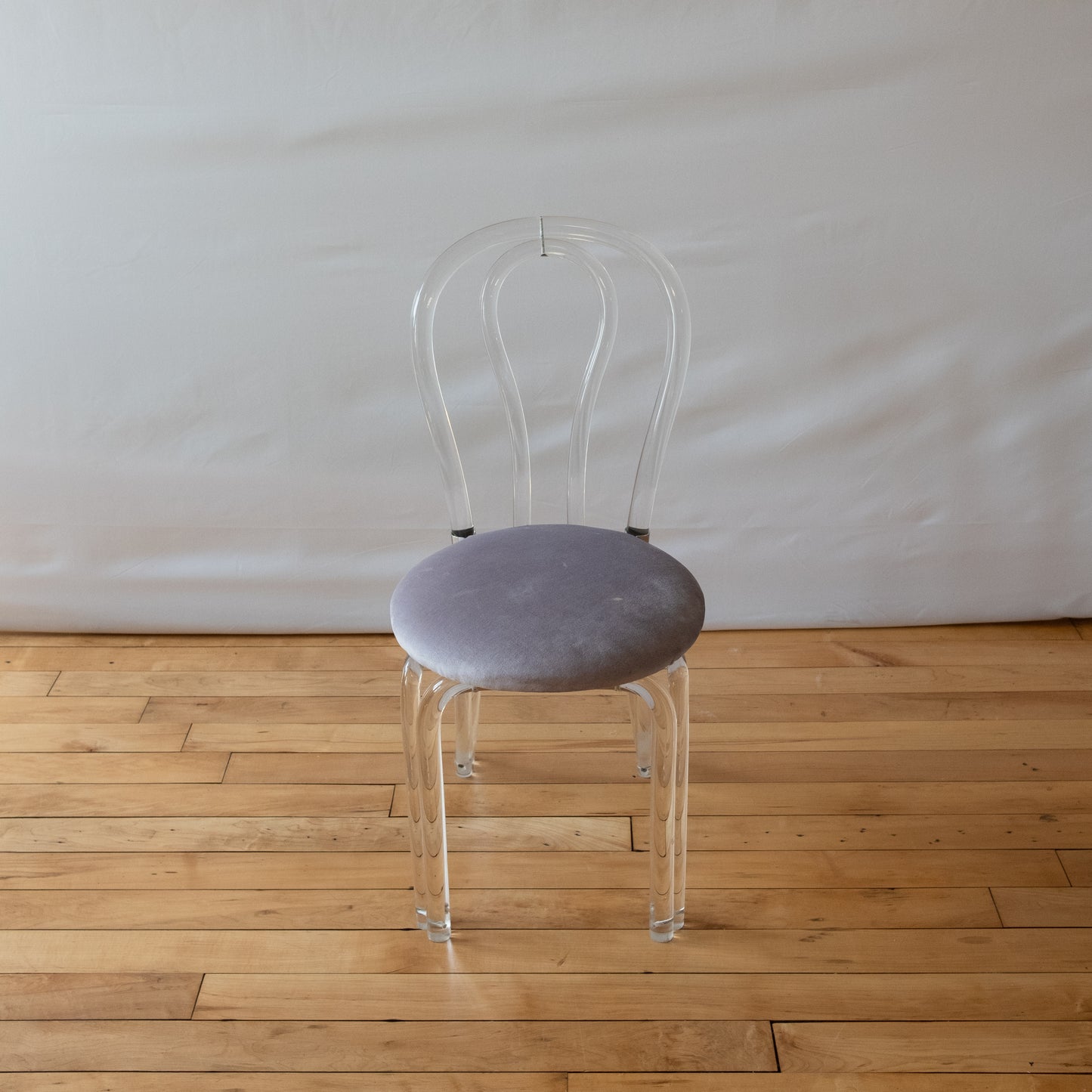 Lucite Thonet Style Bistro with Purple Velvet Seat & Chrome Hardware in the style of Charles Hollis Jones