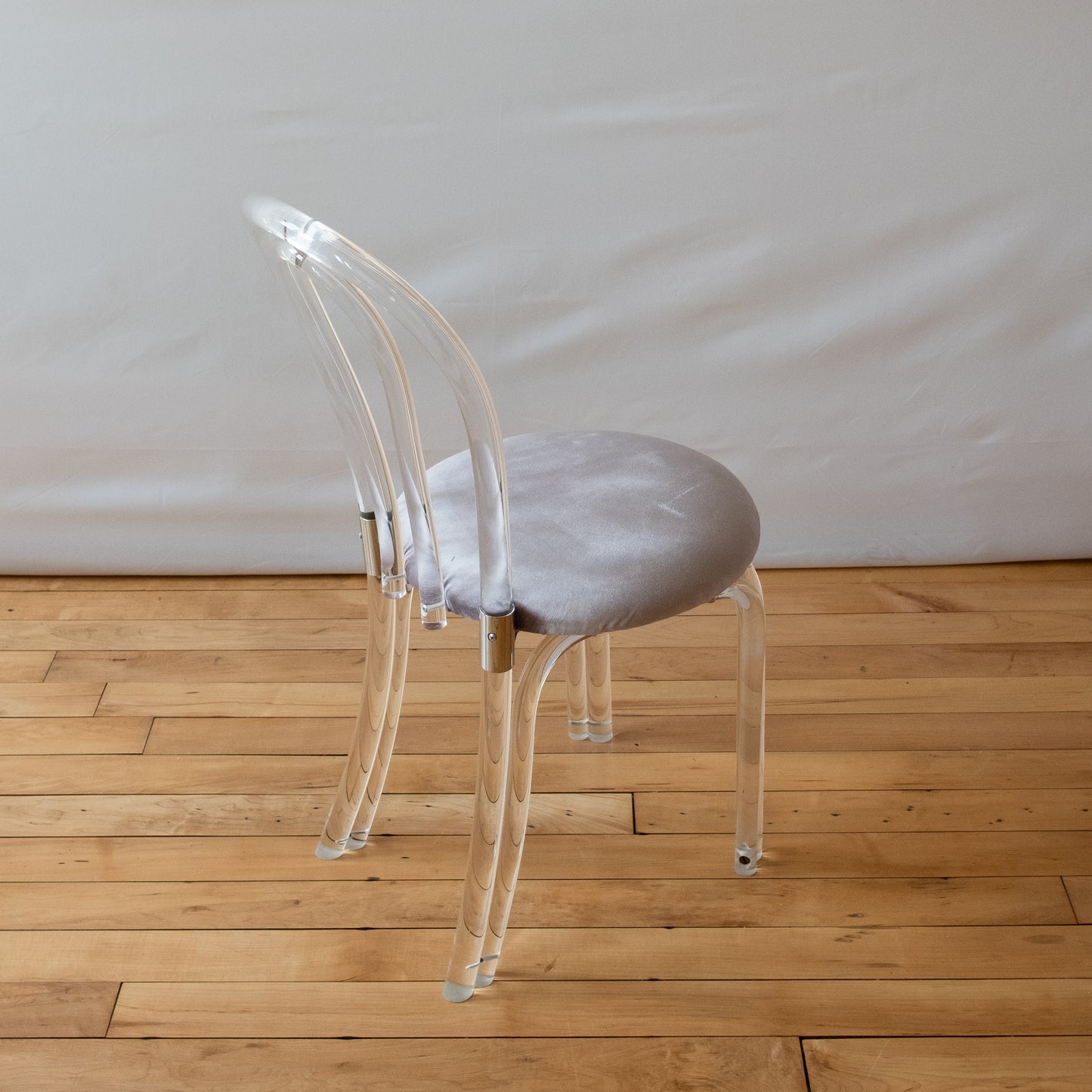 Lucite Thonet Style Bistro with Purple Velvet Seat & Chrome Hardware in the style of Charles Hollis Jones