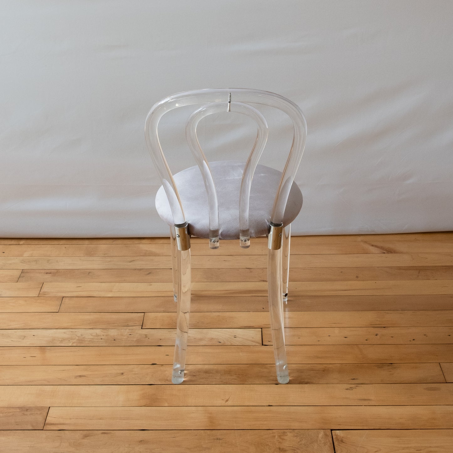 Lucite Thonet Style Bistro with Purple Velvet Seat & Chrome Hardware in the style of Charles Hollis Jones