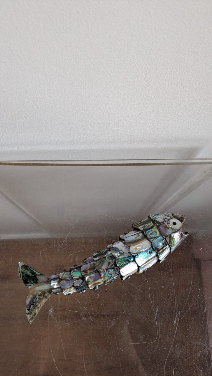 Vintage Silver & Abalone Articulated Fish Bottle Opener