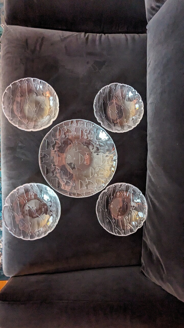 2000s Kosta Boda "Fast Food" Glass Plates by Olle Brozen - Set of 5