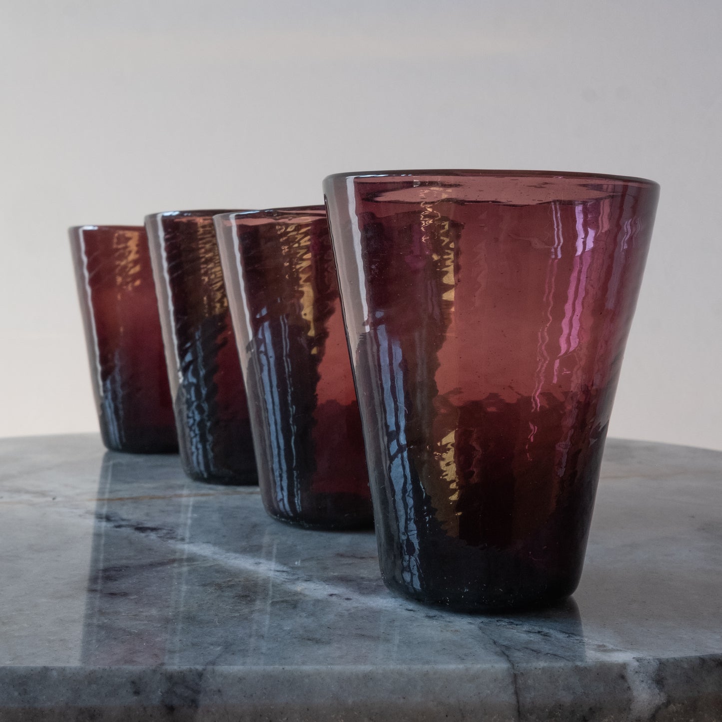 Vintage Amethyst Glass Tumblers (set of 4)