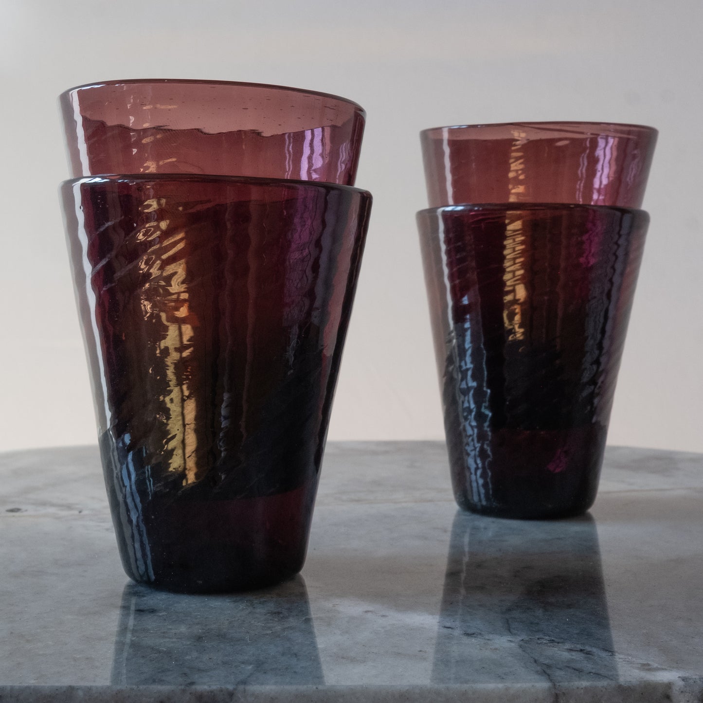Vintage Amethyst Glass Tumblers (set of 4)