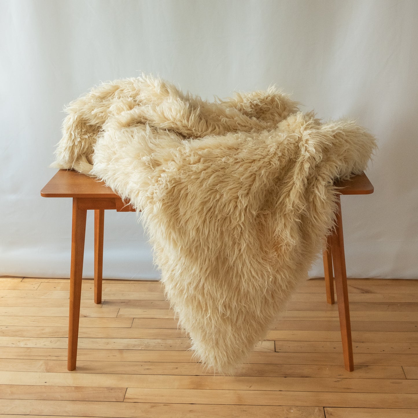 Vintage Greek Flokati Felted Wool Rug in Cream