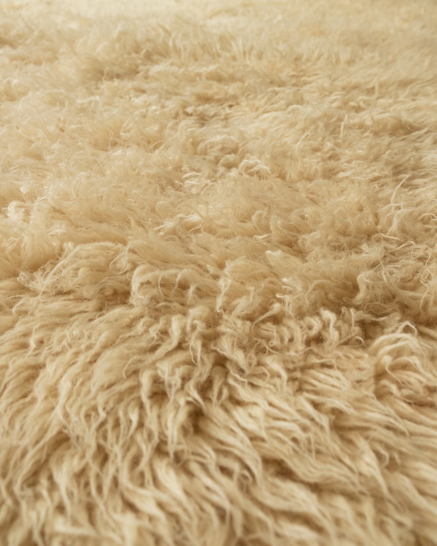 Vintage Greek Flokati Felted Wool Rug in Cream