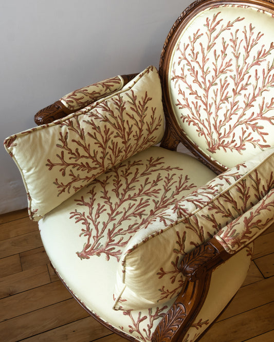 Louis XVI Style Coral Upholstered Occasional Chair by Fairfield