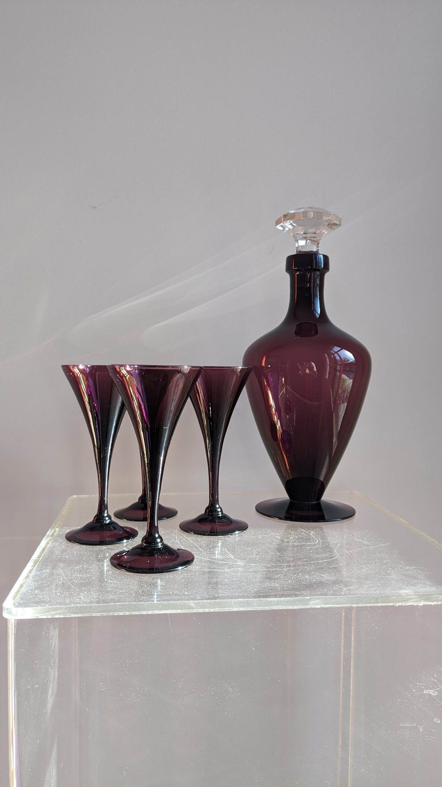 Amethyst Glass Decanter and Glasses