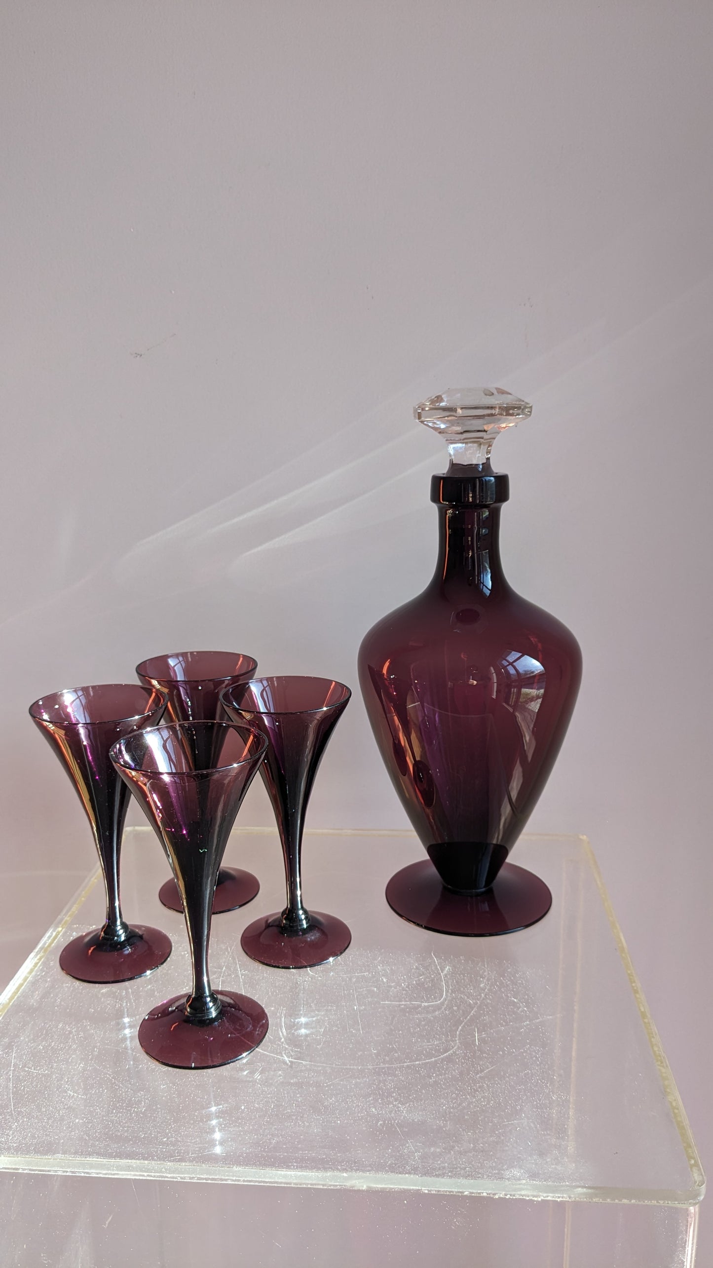 Amethyst Glass Decanter and Glasses