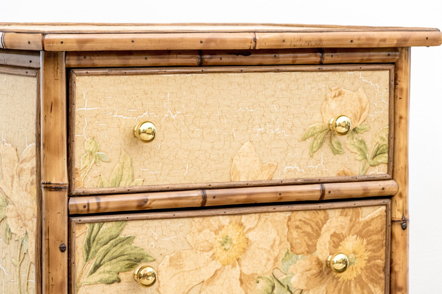Vintage Refurbished Chinoiserie Chest of Drawers with Floral Design