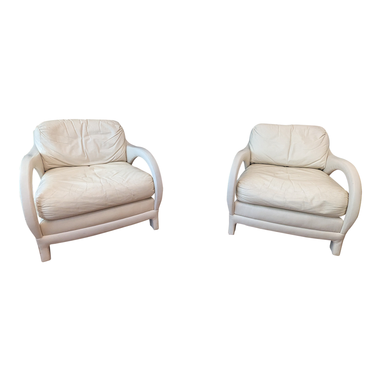 Jay Spectre "Tycoon" Chairs in Cream Leather