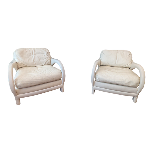 Jay Spectre "Tycoon" Chairs in Cream Leather