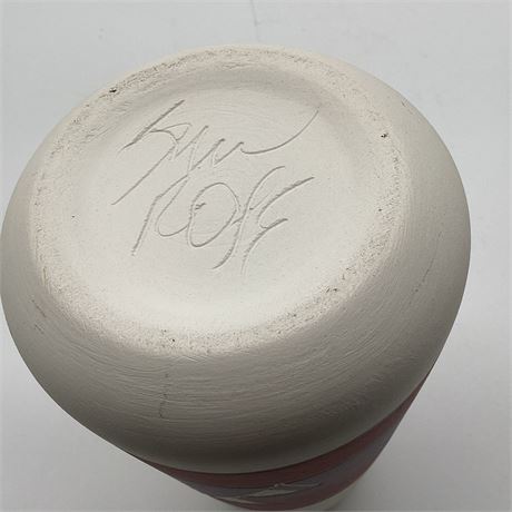 Southwestern Style Pastel Ombre Pottery Vase - Signed