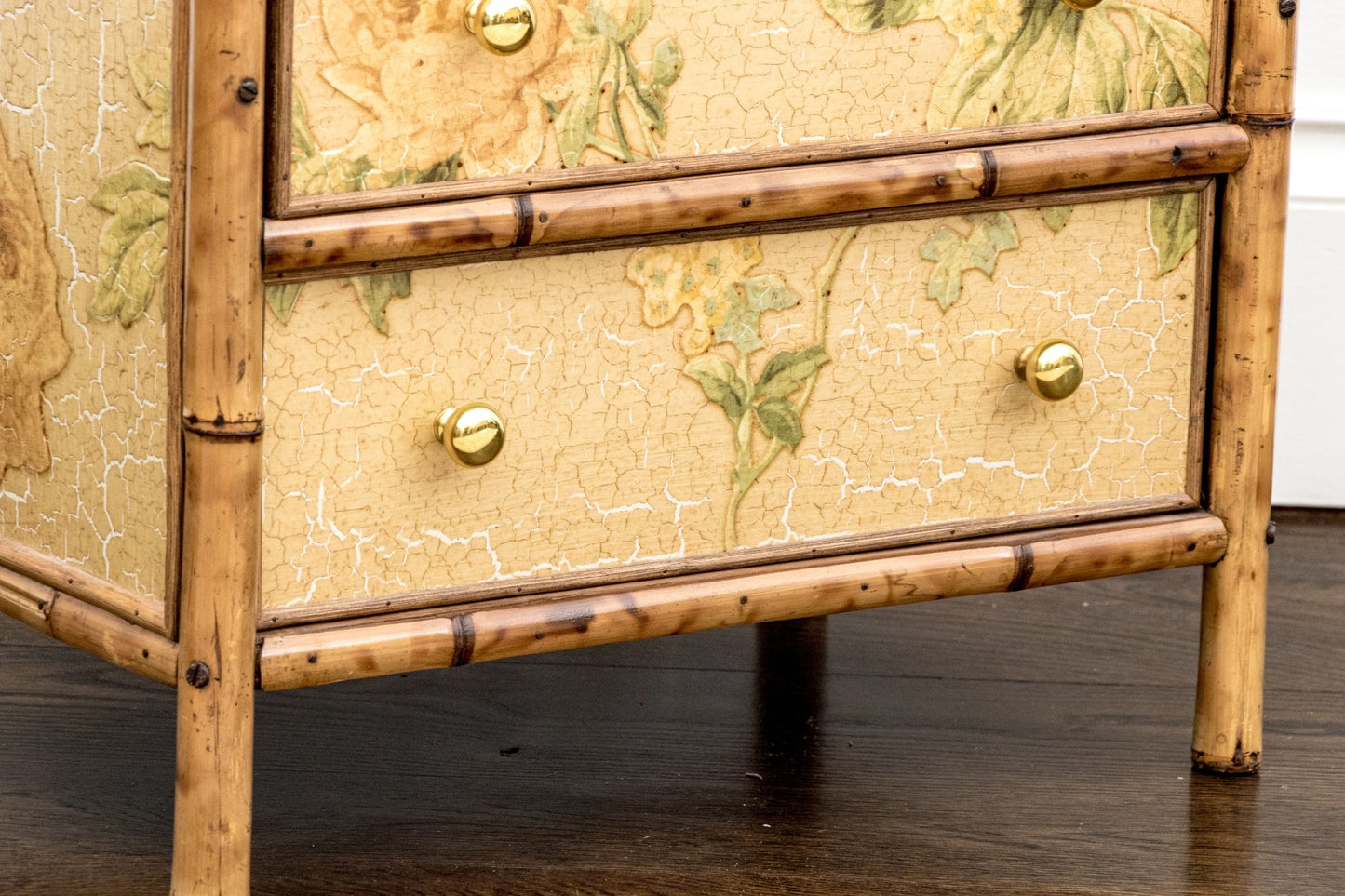 Vintage Refurbished Chinoiserie Chest of Drawers with Floral Design