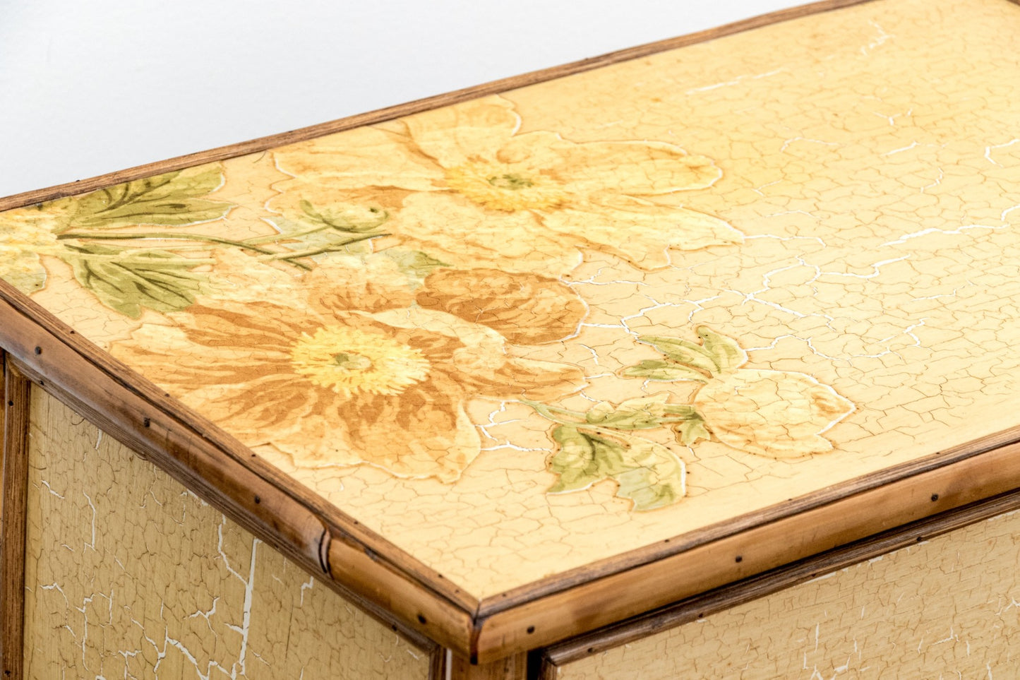 Vintage Refurbished Chinoiserie Chest of Drawers with Floral Design