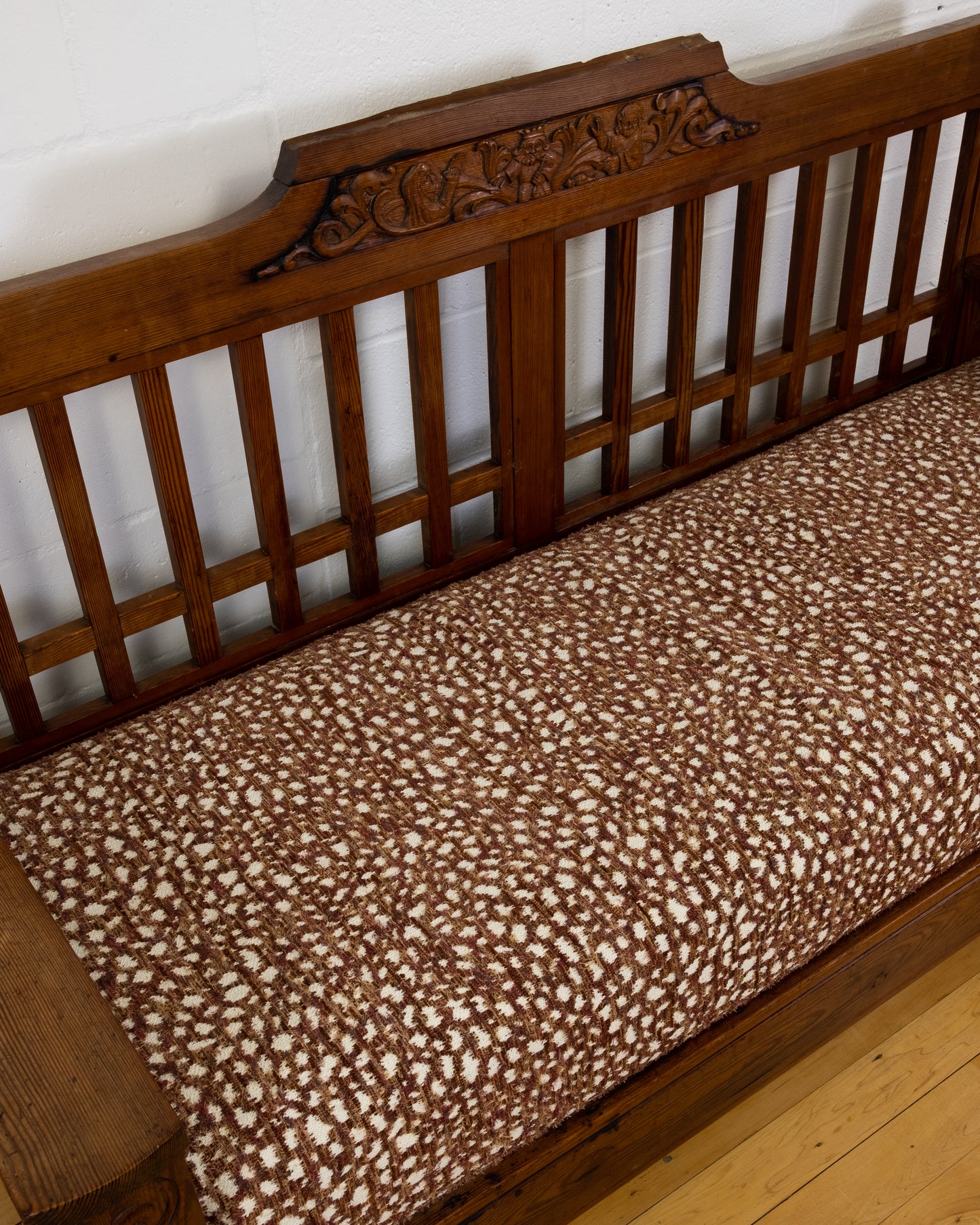 1930s English Oak Arts and Crafts Style Bench with Carved Detail