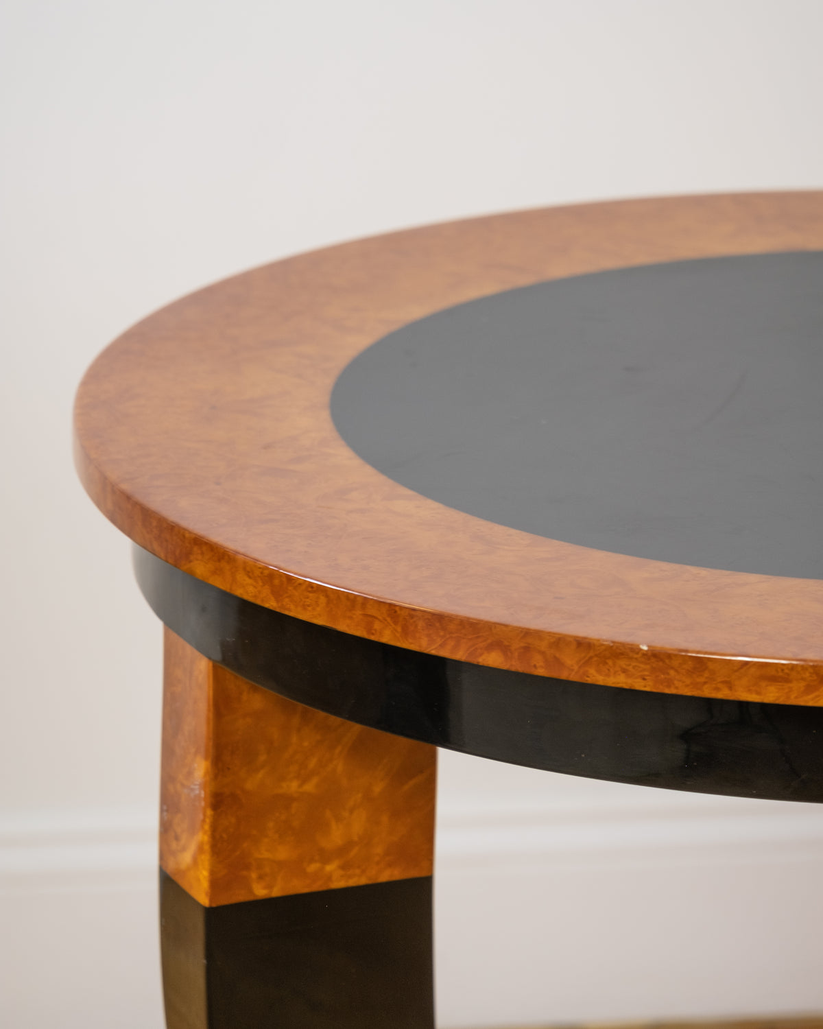 Enrique Garces 1990s Burl and Black Lacquered Columbian Table Set