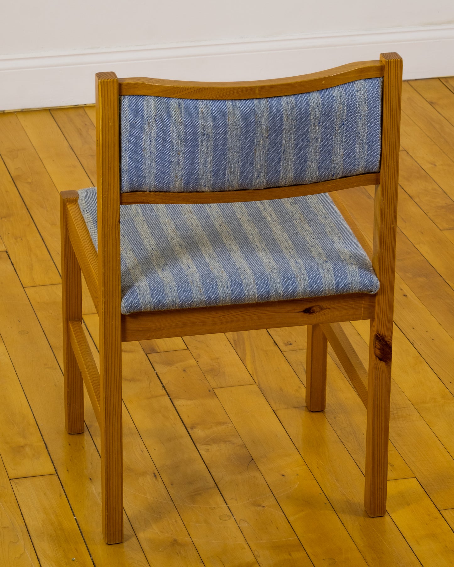 Jebjerg Mobler Blue Striped Wool Danish Pine Dining Chairs