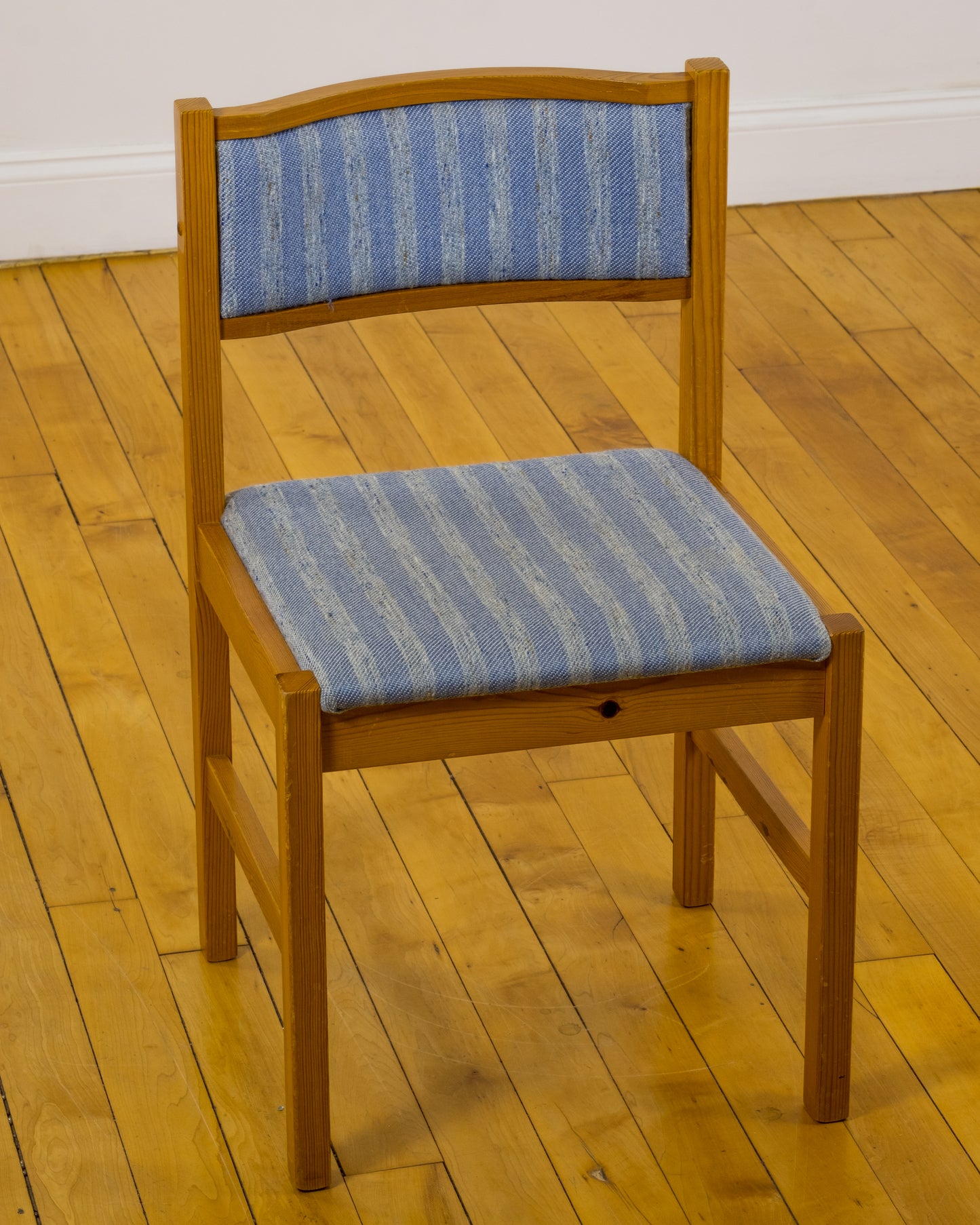 Jebjerg Mobler Blue Striped Wool Danish Pine Dining Chairs