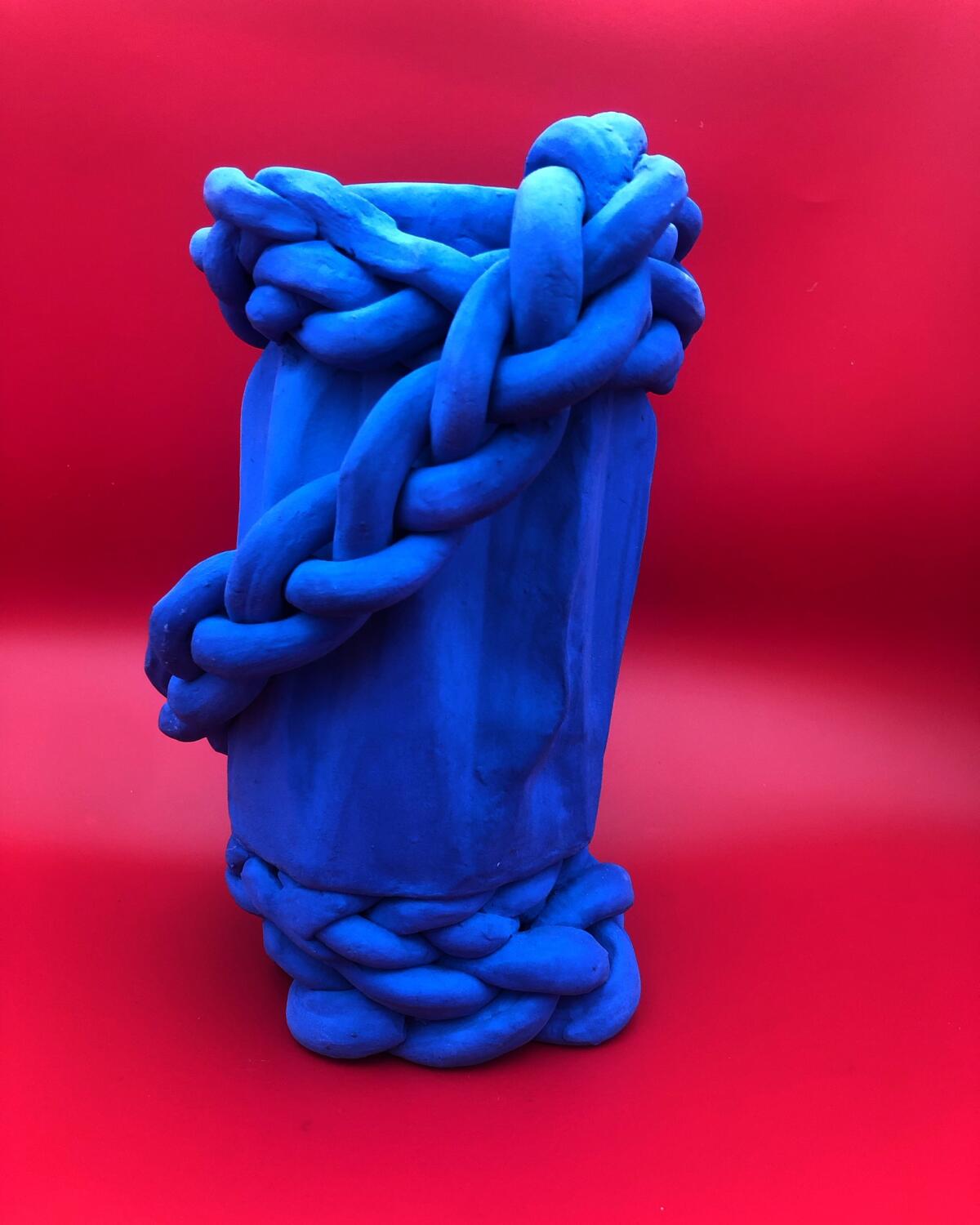 Terracotta Braided Vase #1 by Charamic