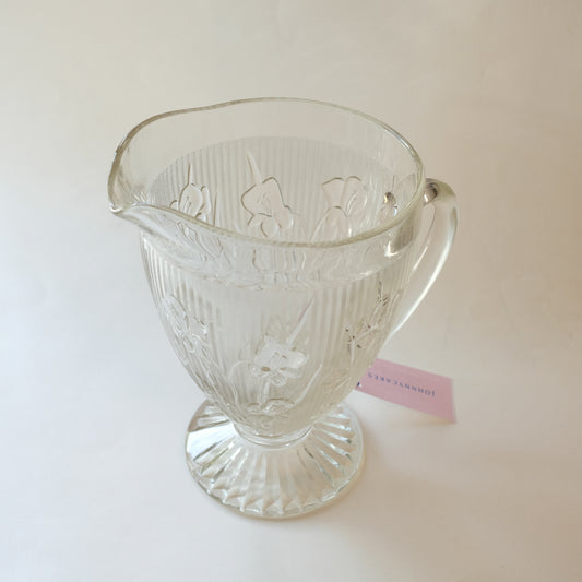 Jeannette Glass Co. "Iris and Herringbone" Large Footed 32 oz Water Pitcher