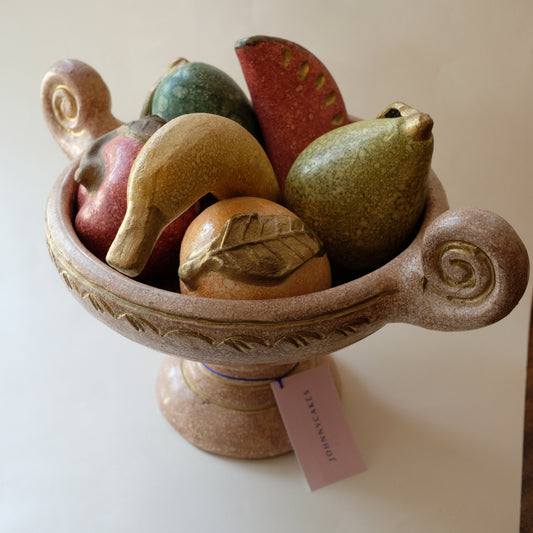 Vintage Neoclassical Tropical Deco Ceramic Fruit and Amphora Bowl