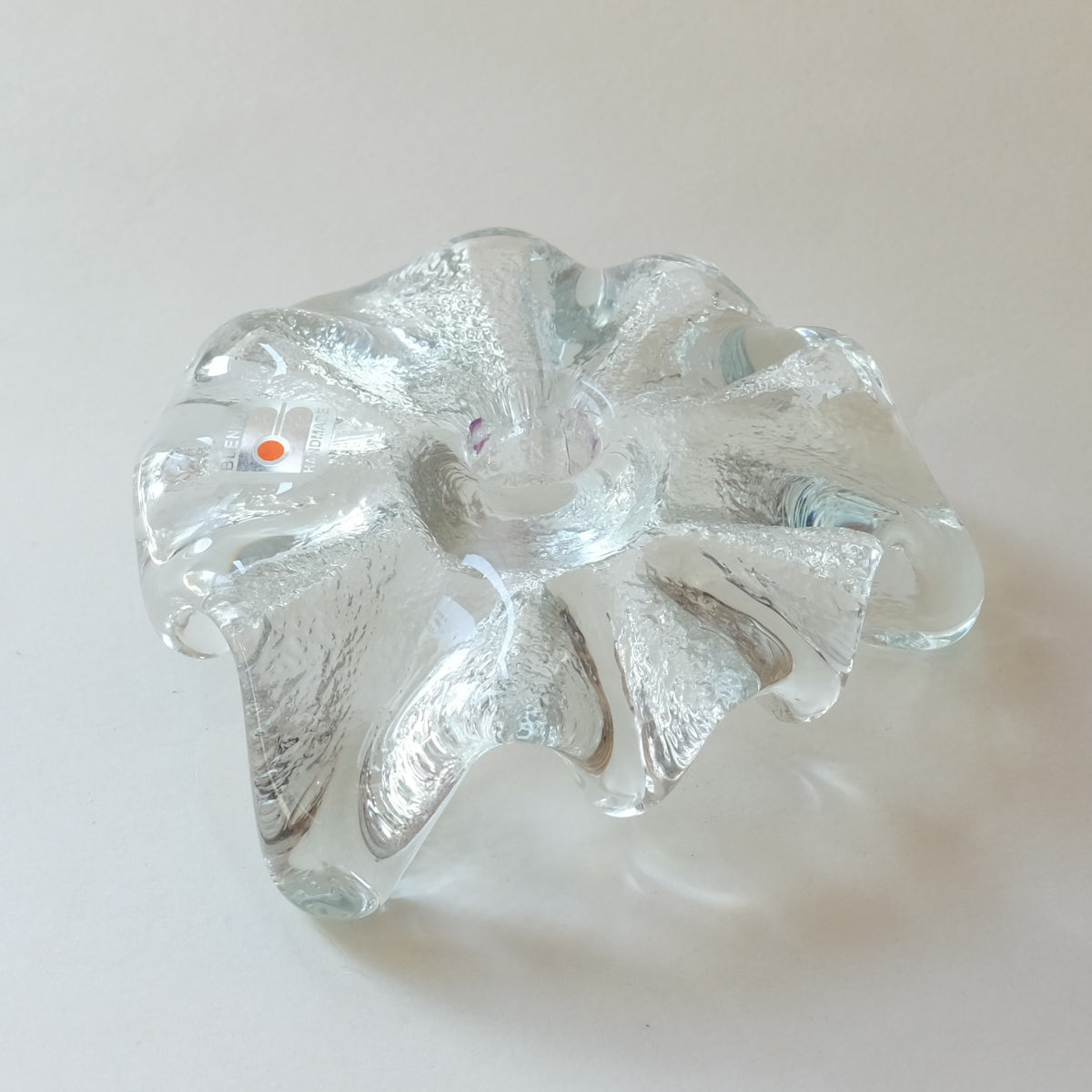 Blenko Glass Ice Floe Tri-Footed Candle Holder