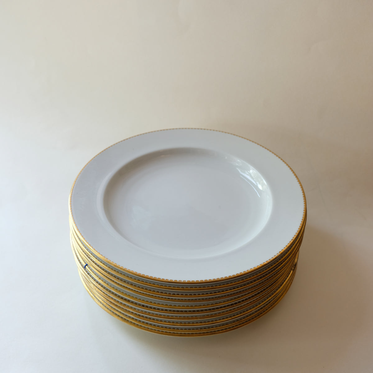 Set of Ten White and Gold English Plates