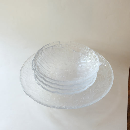 2000s Kosta Boda "Fast Food" Glass Plates by Olle Brozen - Set of 5