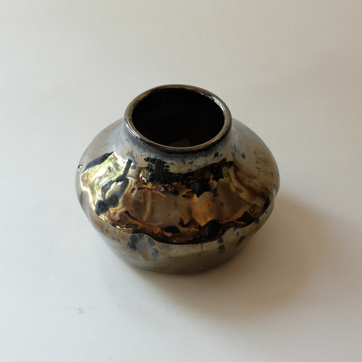 Hand-Made Ceramic Chrome Vase by Clare Guckenberger
