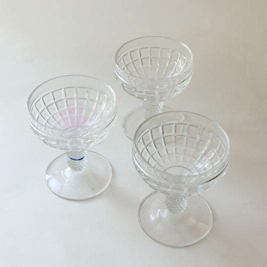 Heisey Victorian Coupes with Beaded Knob Stems (set of four)