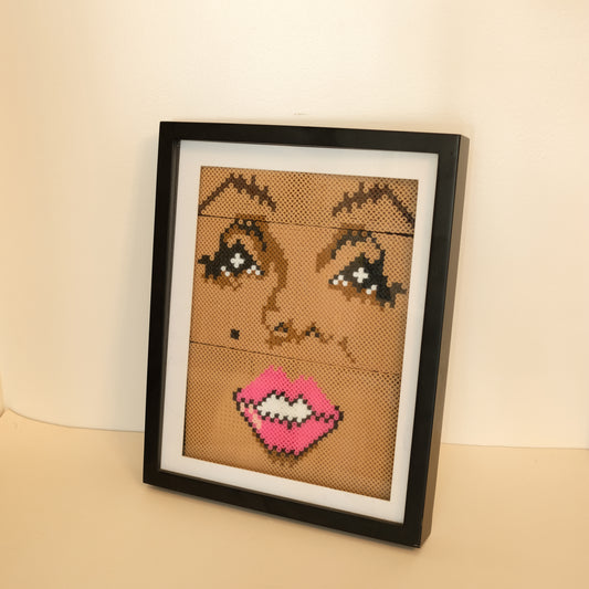 Contemporary Perler Bead Glam Portrait