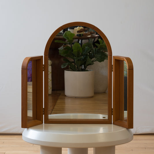 Vintage Danish Teak Trifold Mirror