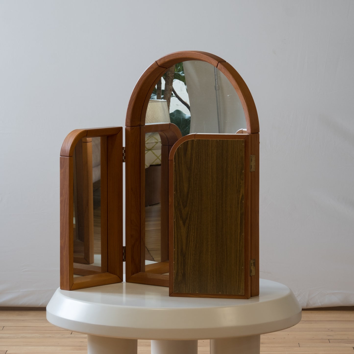 Vintage Danish Teak Trifold Mirror