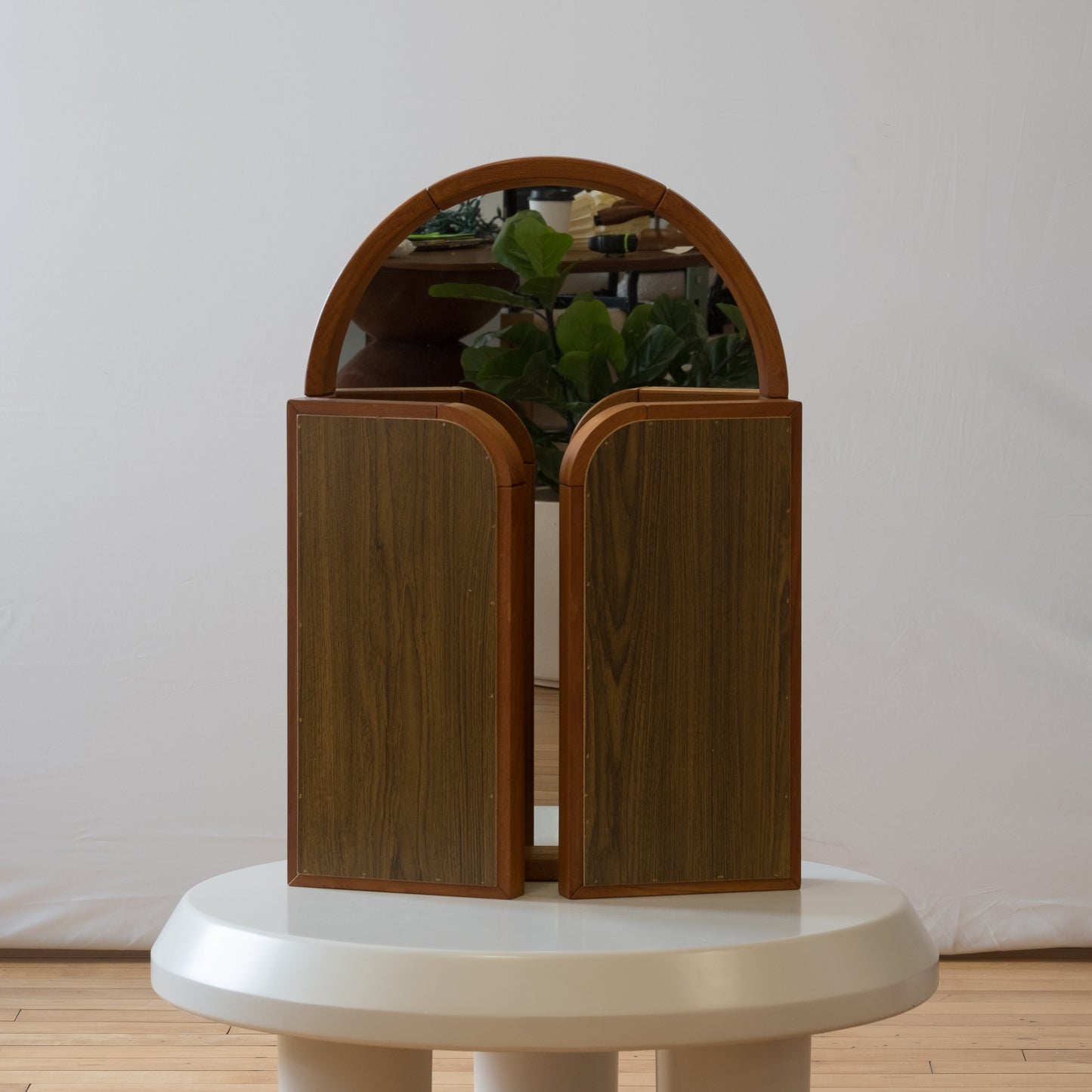 Vintage Danish Teak Trifold Mirror