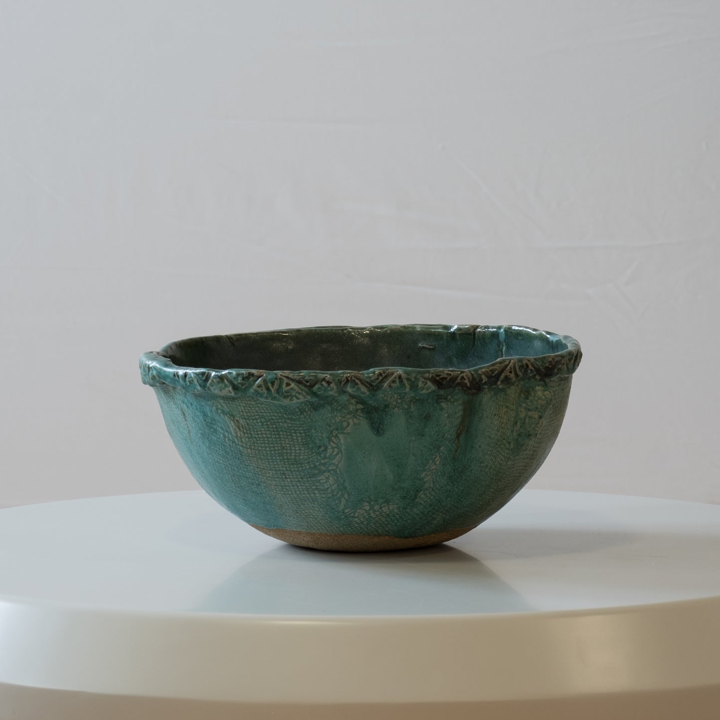 Turquoise Clay Bowl with Faces