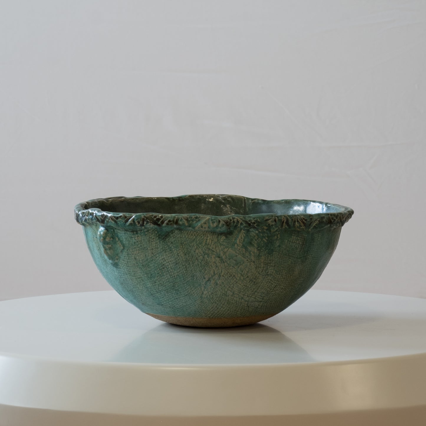 Turquoise Clay Bowl with Faces
