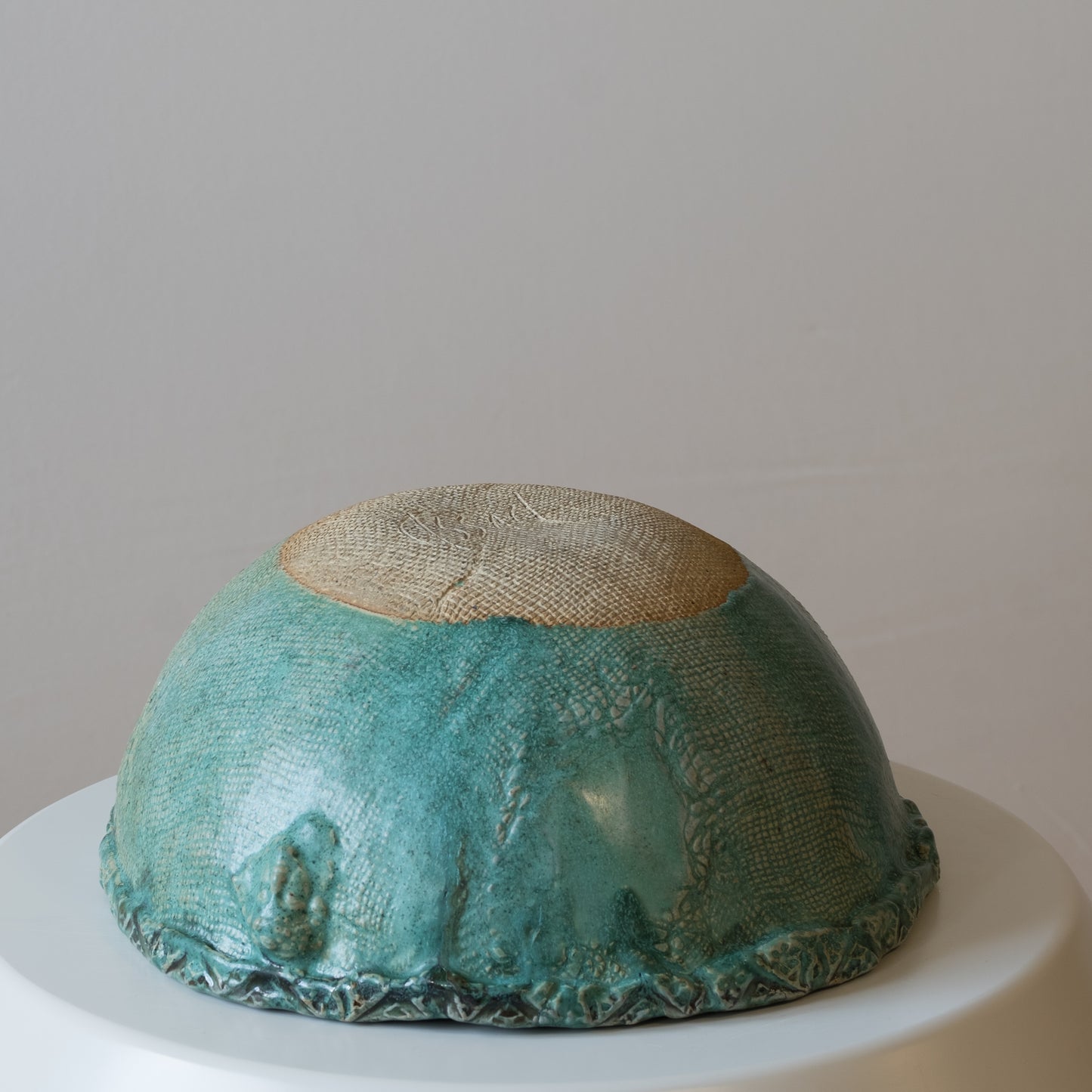 Turquoise Clay Bowl with Faces