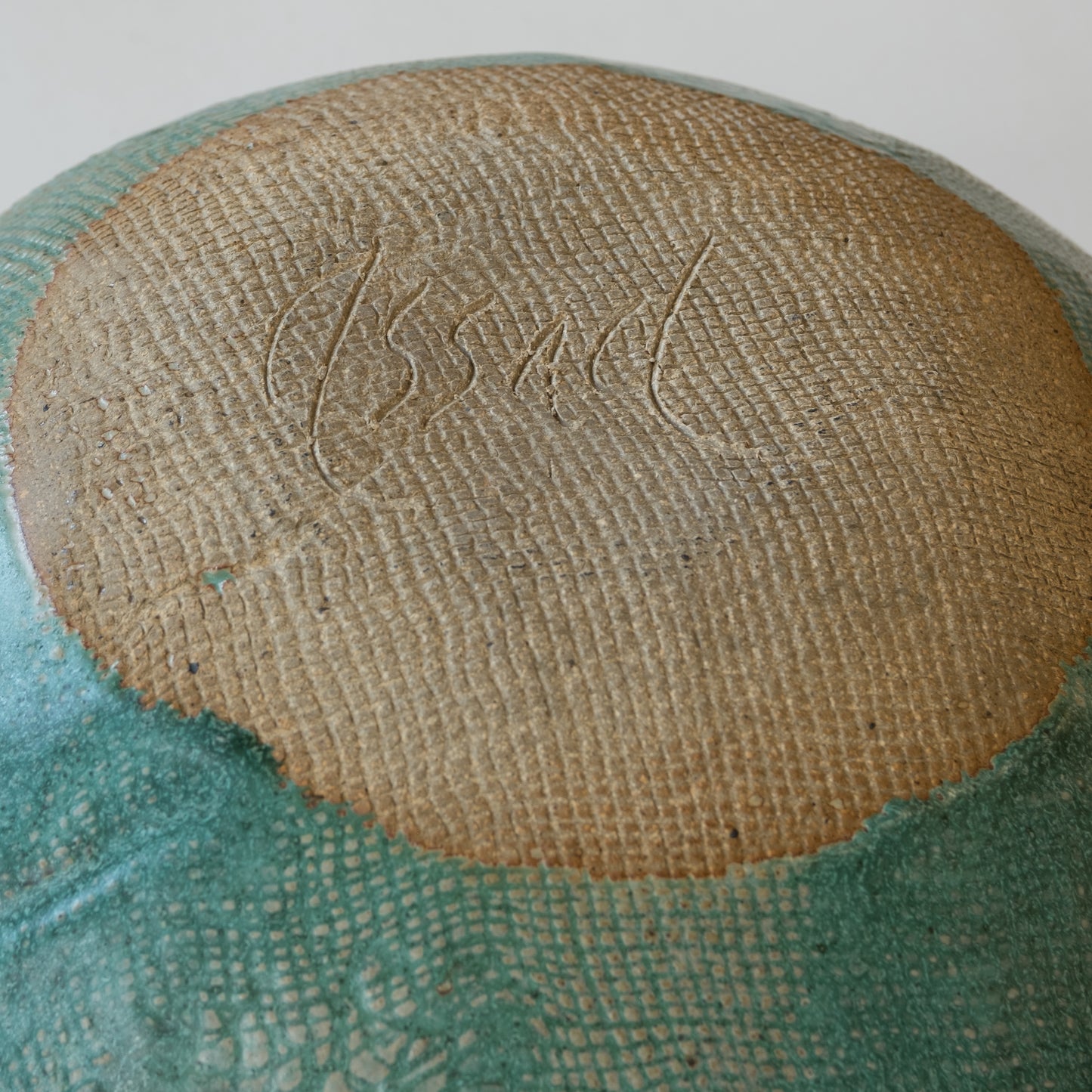 Turquoise Clay Bowl with Faces