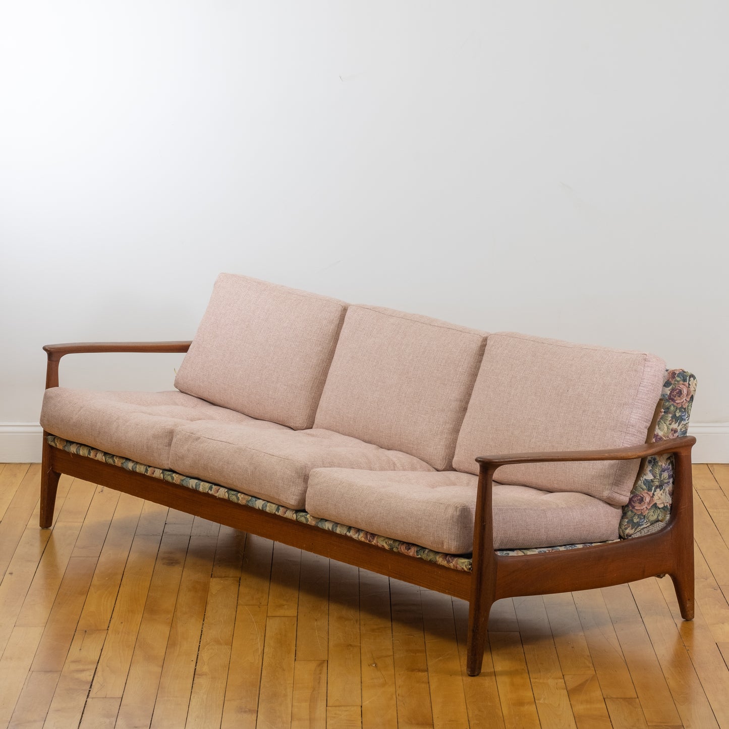 Teak & Floral Swedish Daybed Sofa in the style of Folke Ohlsson (c. 1960s)