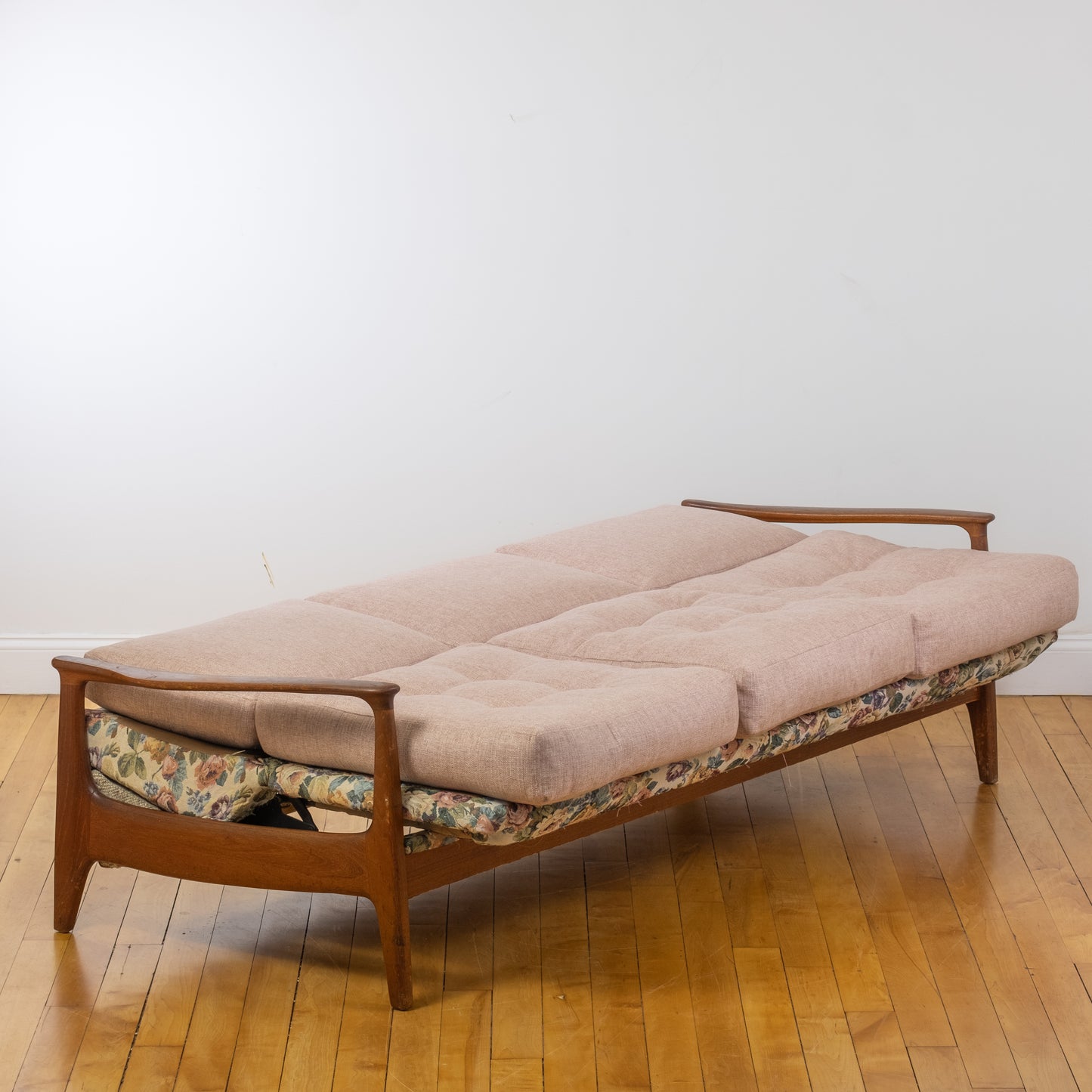 Teak & Floral Swedish Daybed Sofa in the style of Folke Ohlsson (c. 1960s)