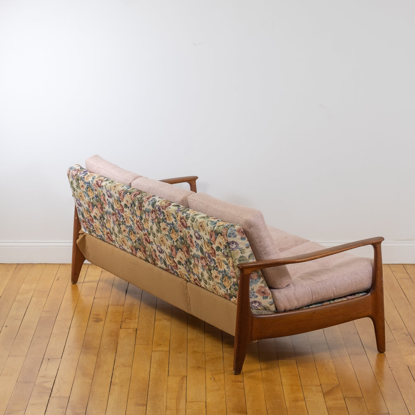 Teak & Floral Swedish Daybed Sofa in the style of Folke Ohlsson (c. 1960s)