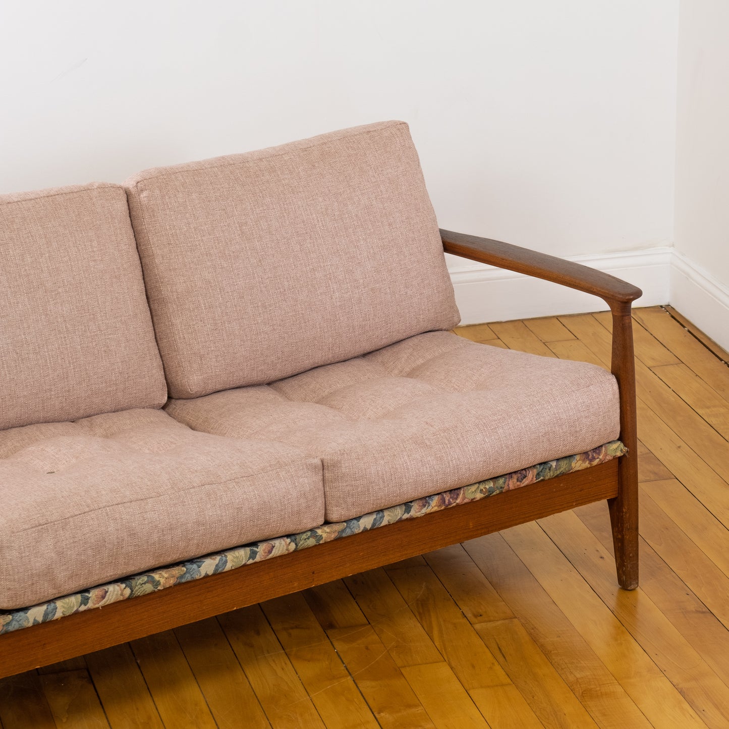 Teak & Floral Swedish Daybed Sofa in the style of Folke Ohlsson (c. 1960s)