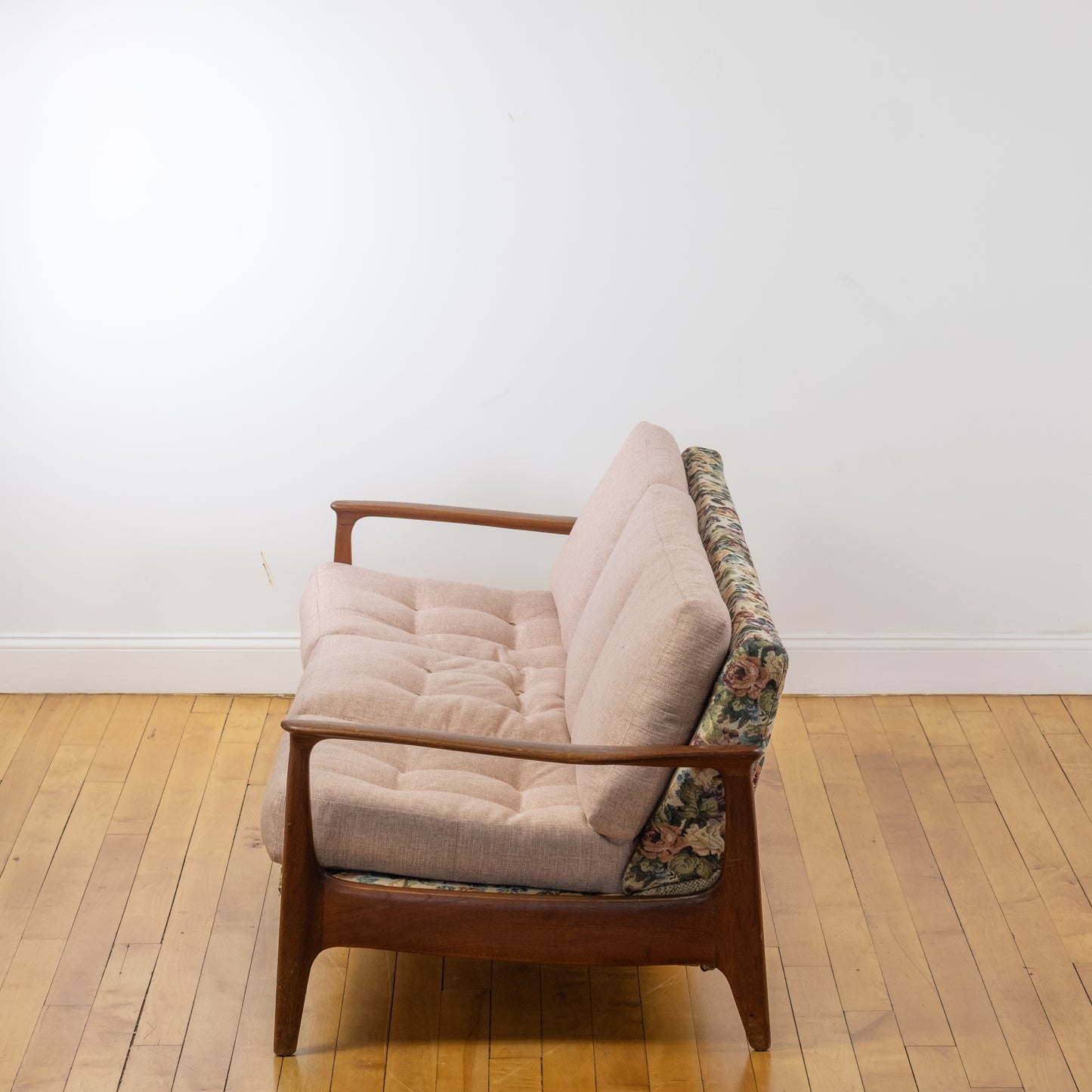 Teak & Floral Swedish Daybed Sofa in the style of Folke Ohlsson (c. 1960s)