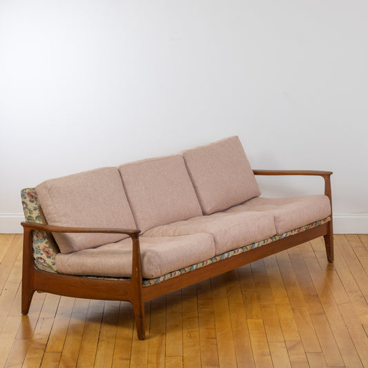 Teak & Floral Swedish Daybed Sofa in the style of Folke Ohlsson (c. 1960s)