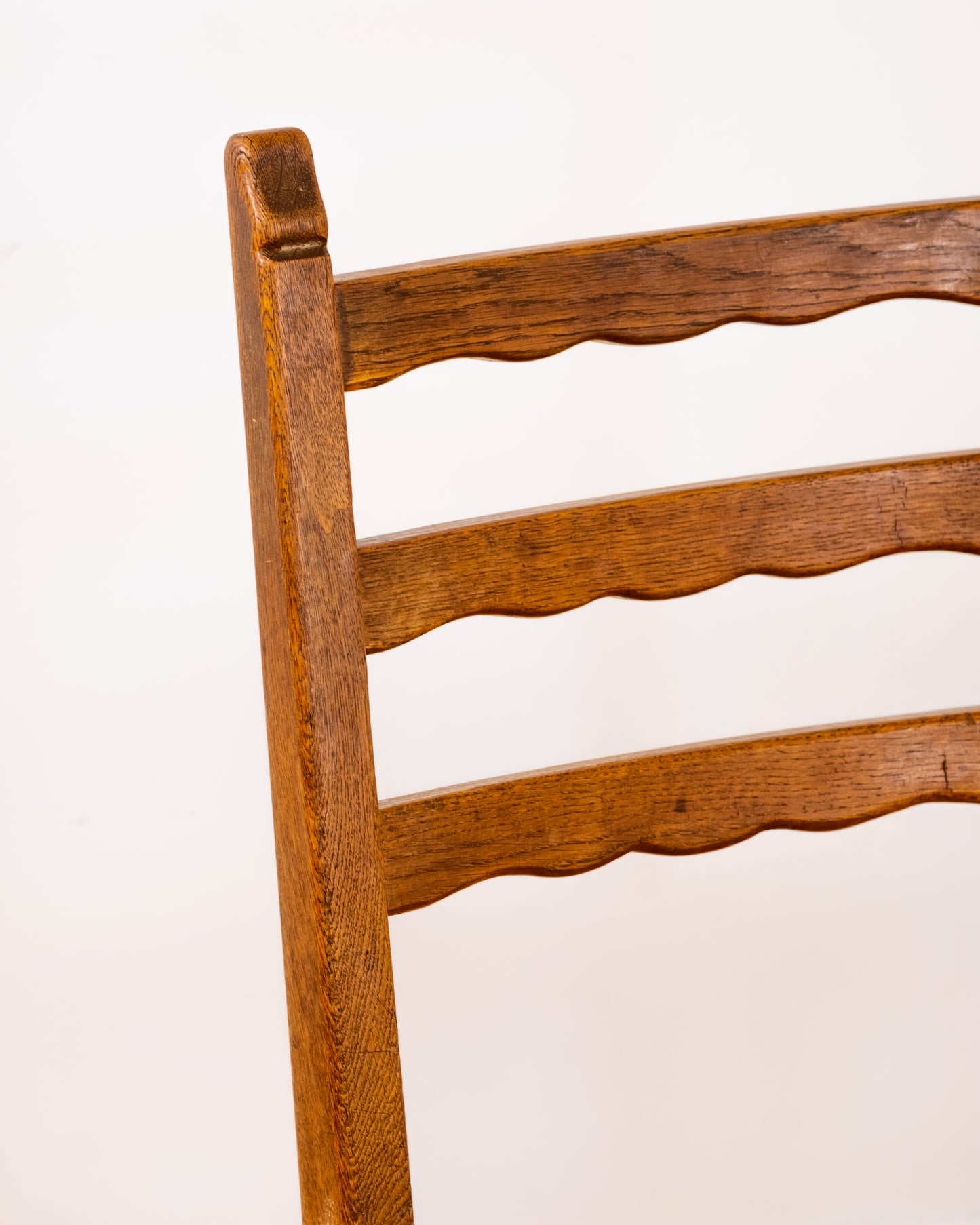 Set of 4 Vintage French Country Oak X-Legged Dining Chairs with Rush Seats